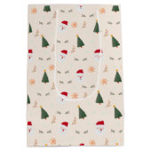 Niedliches Minimalistisches Weihnachtsmuster Mittlere Geschenktüte (Rückseite)