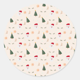 Niedliches Minimalistisches Weihnachtsmuster Runder Aufkleber