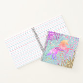 Niedliches Minze Einhorn Tierische Glitzer-Monogra Notizblock (Innenseite)