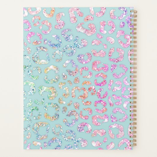 Niedliches Minze Einhorn Tierische Glitzer-Monogra Planer (Rückseite)