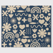 Niedliches Miscellany Dark Blue Scandi Muster Geschenkpapier (Flach)