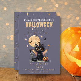 Niedliches, Mit Augen Flügeldrachenschwarz-KatzenH Einladung