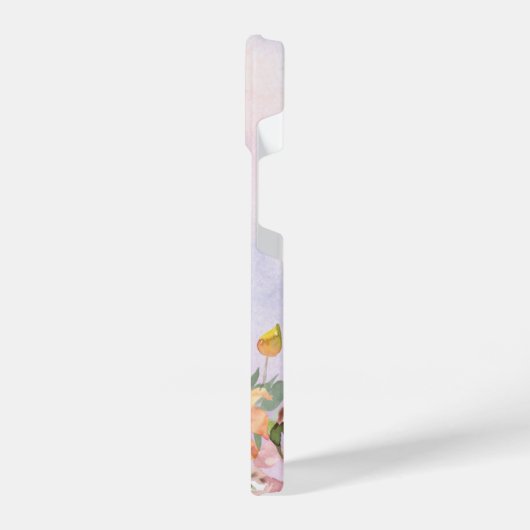 Niedliches mit Monogramm, blühendes Aquarell Rosa iPhone Hülle (Linke Seite)