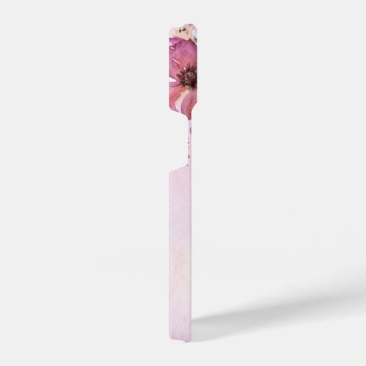 Niedliches mit Monogramm, blühendes Aquarell Rosa iPhone Hülle (Rechte Seite)