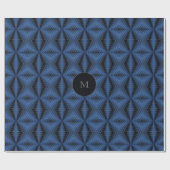 Niedliches Mit Monogramm Hexagon Pattern Navy Weih Geschenkpapier (Flach)