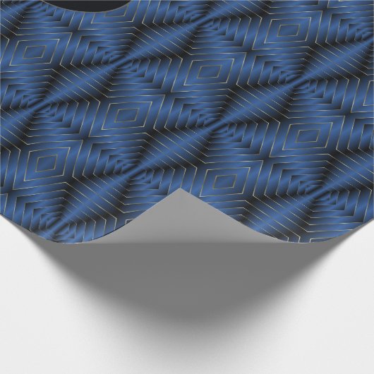 Niedliches Mit Monogramm Hexagon Pattern Navy Weih Geschenkpapier (Ecke)