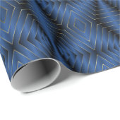 Niedliches Mit Monogramm Hexagon Pattern Navy Weih Geschenkpapier (Rolleneckpunkt)