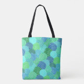 Niedliches Mit Monogramm, modernes Blaugrün-Muster Tasche (Rückseite)