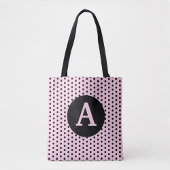 Niedliches Mit Monogramm Rosa mit schwarzen Polka- Tasche
