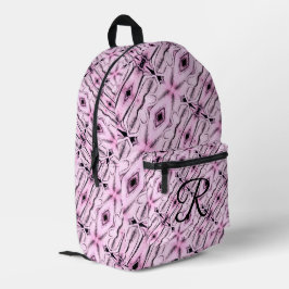 Niedliches Mit Monogramm Rosa und Schwarz Bedruckter Rucksack