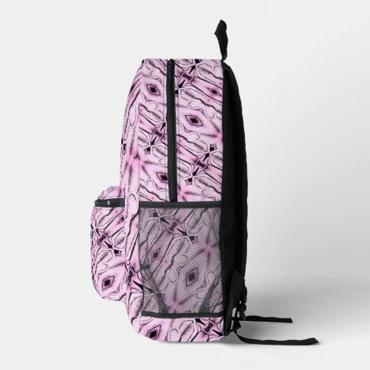 Niedliches Mit Monogramm Rosa und Schwarz Bedruckter Rucksack (Rechts)