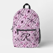 Niedliches Mit Monogramm Rosa und Schwarz Bedruckter Rucksack (Vorderseite)
