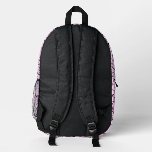 Niedliches Mit Monogramm Rosa und Schwarz Bedruckter Rucksack (Rückseite)