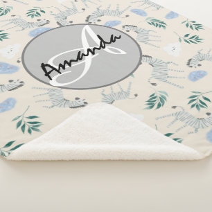 Niedliches mit Monogramm Zebra-Safari-Pastellmuste Sherpadecke