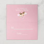 Niedliches Mittel zur eleganten rosa Hochzeit Platzkarte (Außenseite Aufgefaltet)