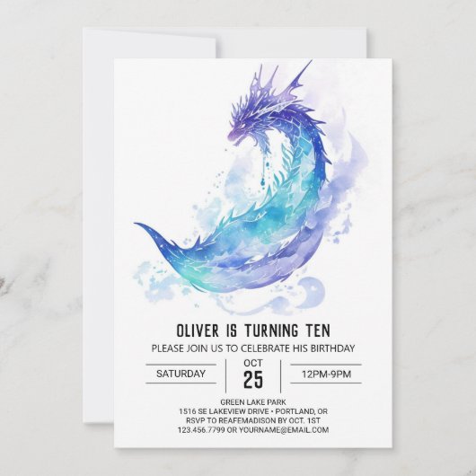 Niedliches mittelalterliches Drachenabenteuer Gebu Einladung (Vorderseite)