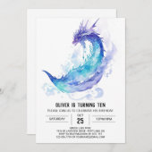 Niedliches mittelalterliches Drachenabenteuer Gebu Einladung (Vorne/Hinten)