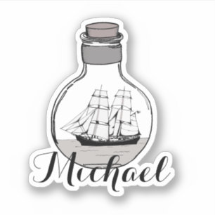 Niedliches Mittelschwarz-Weiß-Michael-Schiff Aufkleber