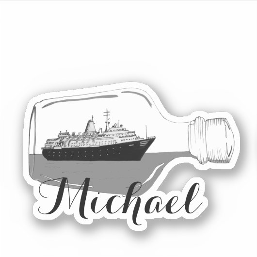 Niedliches Mittelschwarz-Weiß-Michael Ship Aufkleber (Vorderseite)