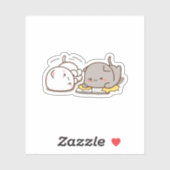 Niedliches Mochi Peach Cat Reading Book Aufkleber (Blatt)