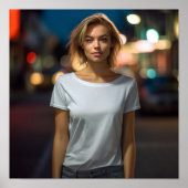 Niedliches Modell in einem Gildan-Hemd, das auf de Poster (Vorne)