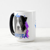 Niedliches Modern & Fun Blue Border Collie Dog Fot Verwandlungstasse (Vorderseite Links)