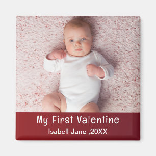 Niedliches modernes 1. Valentinstag Persönliches F Magnet