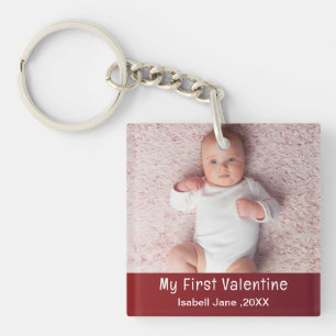 Niedliches modernes 1. Valentinstag Persönliches F Schlüsselanhänger