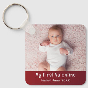 Niedliches modernes 1. Valentinstag Persönliches F Schlüsselanhänger