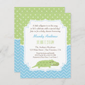 Niedliches modernes Alligator Baby Dusche Party Einladung (Vorne/Hinten)