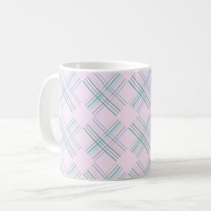 Niedliches modernes Baby Pink Tartan Muster Kaffeetasse