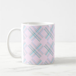 Niedliches modernes Baby Pink Tartan Muster Kaffeetasse
