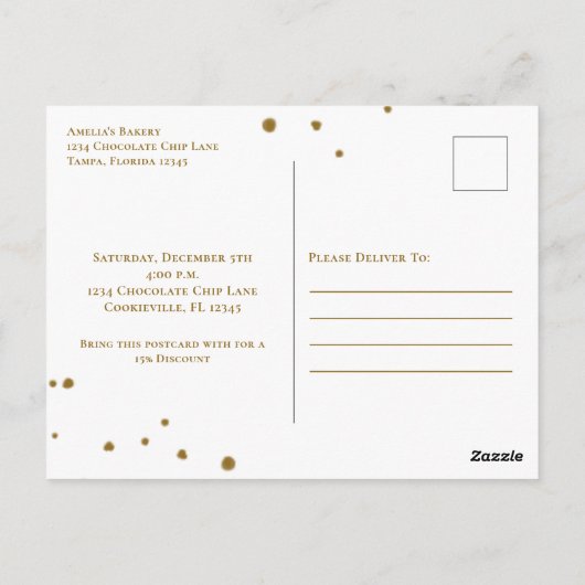 Niedliches modernes Bäckerei Grand Opening Whimsic Postkarte (Rückseite)