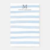 Niedliches, modernes, blaues Aquarellstreifen Mono Post-it Klebezettel (Vorderseite)