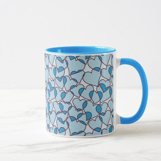 Niedliches modernes blaues Herzmuster Tasse (Rechts)