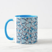 Niedliches modernes blaues Herzmuster Tasse (Links)