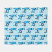 Niedliches, modernes Blaues Lama-Muster Fleecedecke (Vorderseite (Horizontal))