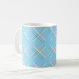 Niedliches, modernes, blaues Türkis-Tartan-Muster Kaffeetasse