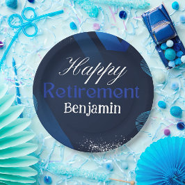 Niedliches, modernes Blue-White-Happy-Rente Pappteller