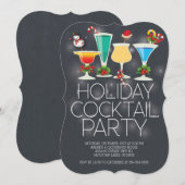 Niedliches modernes Chalkboard Holiday Cocktail Pa Einladung (Vorne/Hinten)