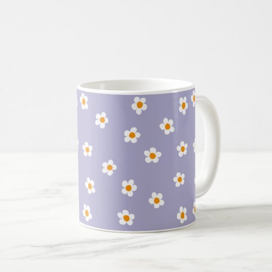 Niedliches modernes Daisy-Muster Lila  Kaffeetasse (VorderseiteRechts)