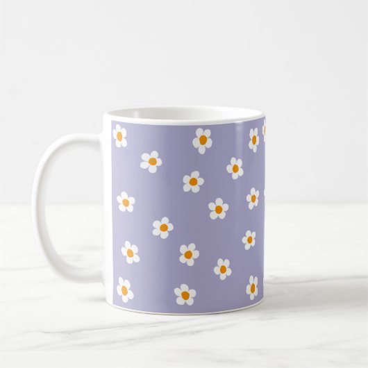 Niedliches modernes Daisy-Muster Lila Kaffeetasse (Links)