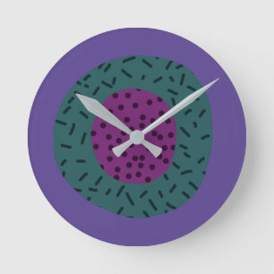 Niedliches modernes Design, Lila grün Runde Wanduhr