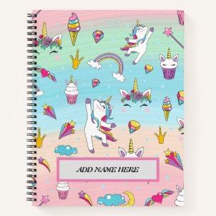 Niedliches, modernes Einhorn-SpiralNotebook Notizblock