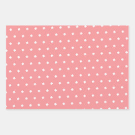 Niedliches modernes festes rosa Lucky Clover Patte Geschenkpapier Set