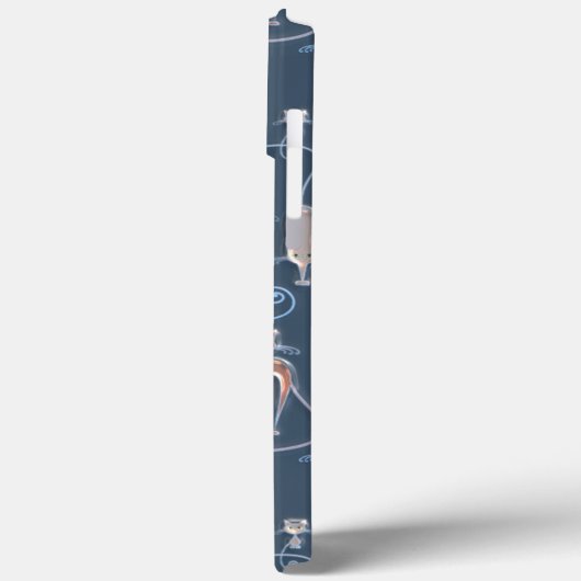 Niedliches, modernes Funky Cats Muster auf blau Case-Mate iPhone Hülle (Rückseite / Links)