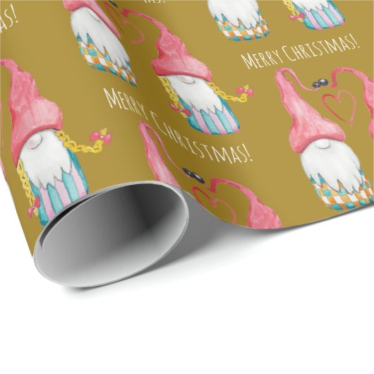 Niedliches modernes Genom in Liebe Wasserfarben ha Geschenkpapier (Rolleneckpunkt)