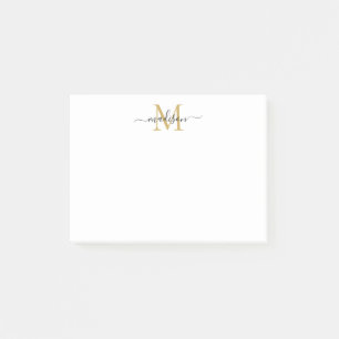 Niedliches, modernes Girl-Script Monogram Black Post-it Klebezettel