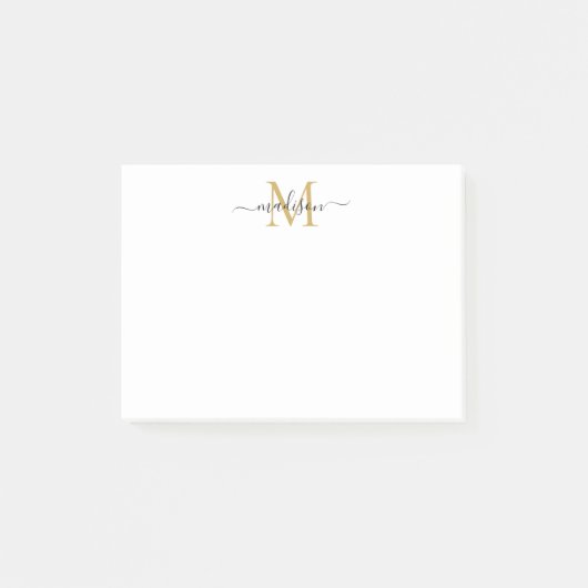 Niedliches, modernes Girl-Script Monogram Black Post-it Klebezettel (Vorderseite)