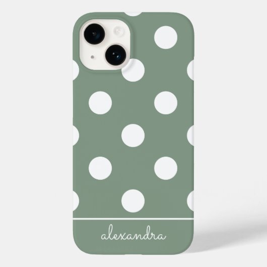 Niedliches, modernes, grün-polkisches Punktmuster Case-Mate iPhone Hülle (Rückseite)